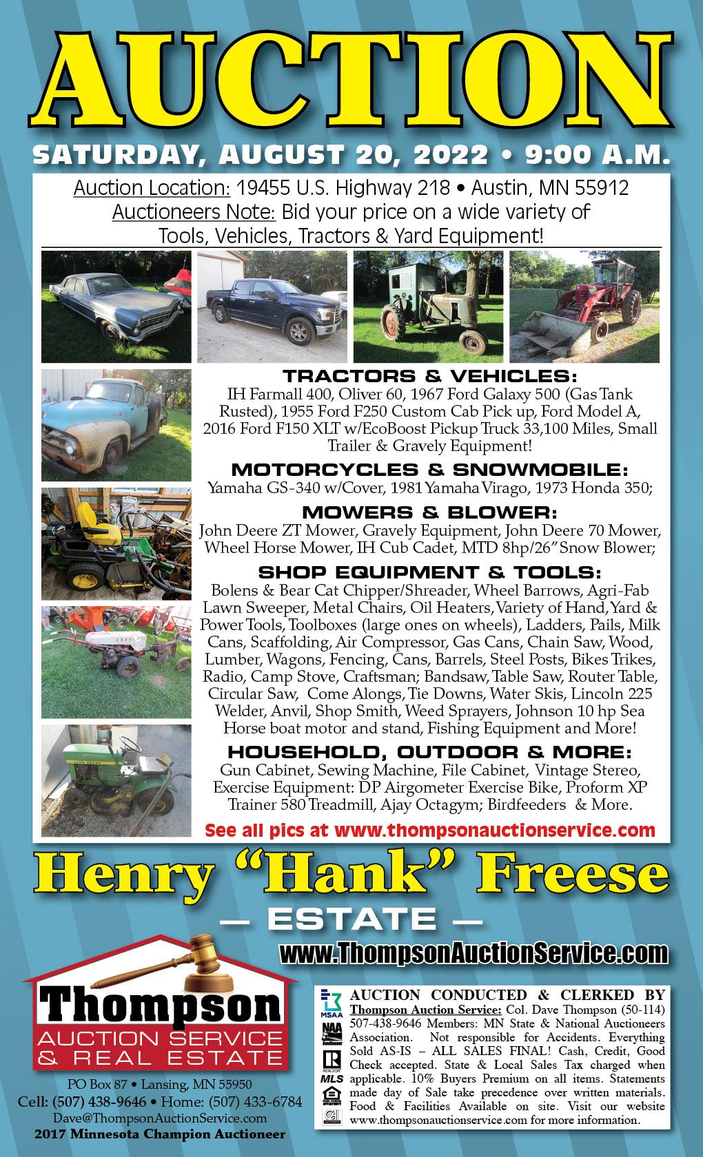 Henry Freese Estate Auction