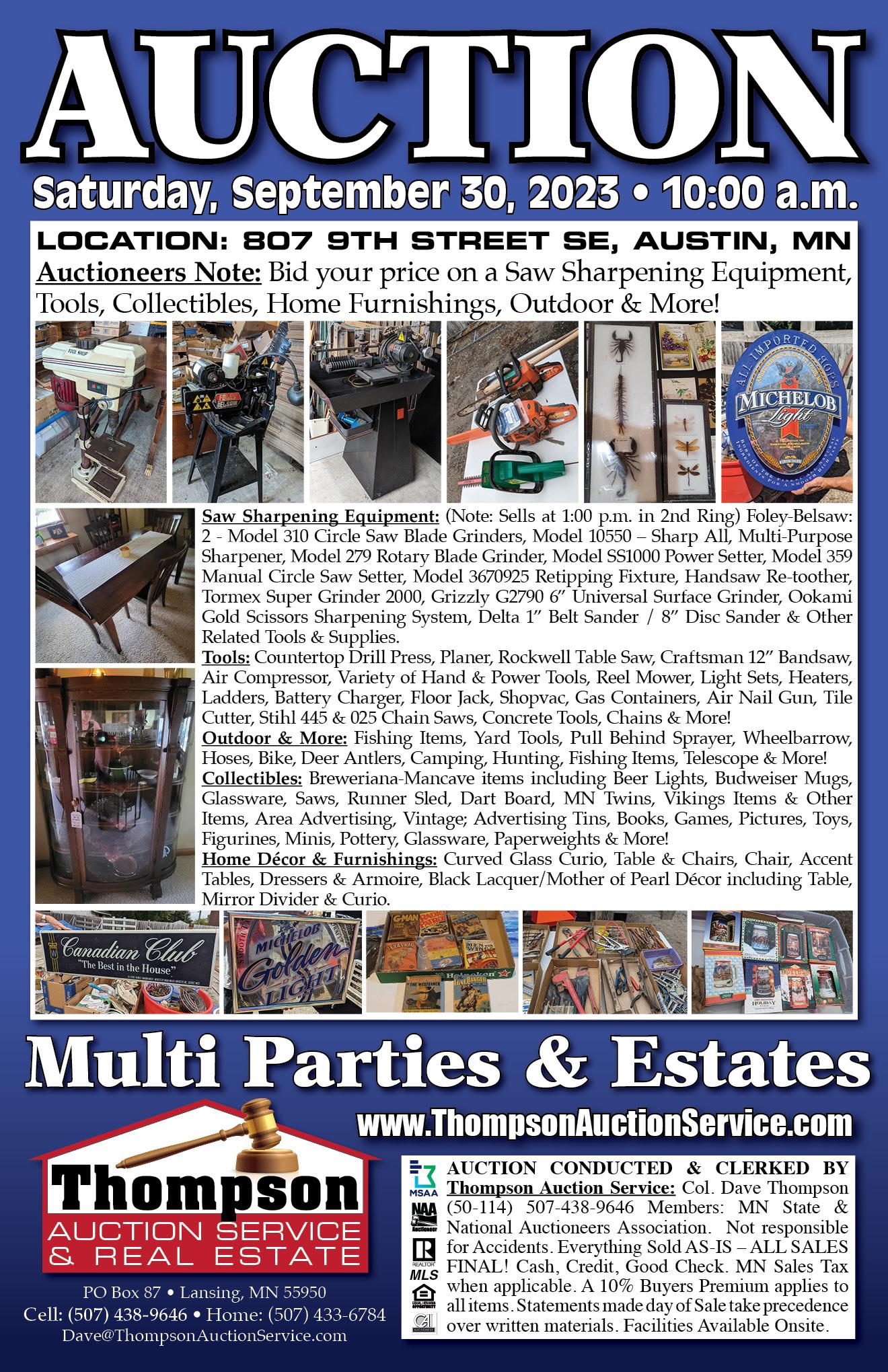 TOOLS, MAN CAVE, COLLECTIBLES & GREAT HOME FURNISHINGS LIVE AUCTION
