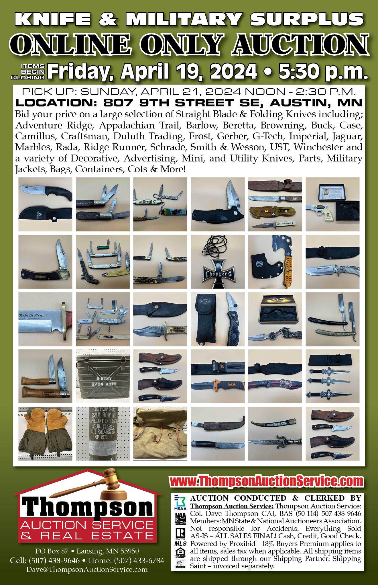 KNIVES & MILITARY SURPLUS ONLINE ONLY AUCTION
