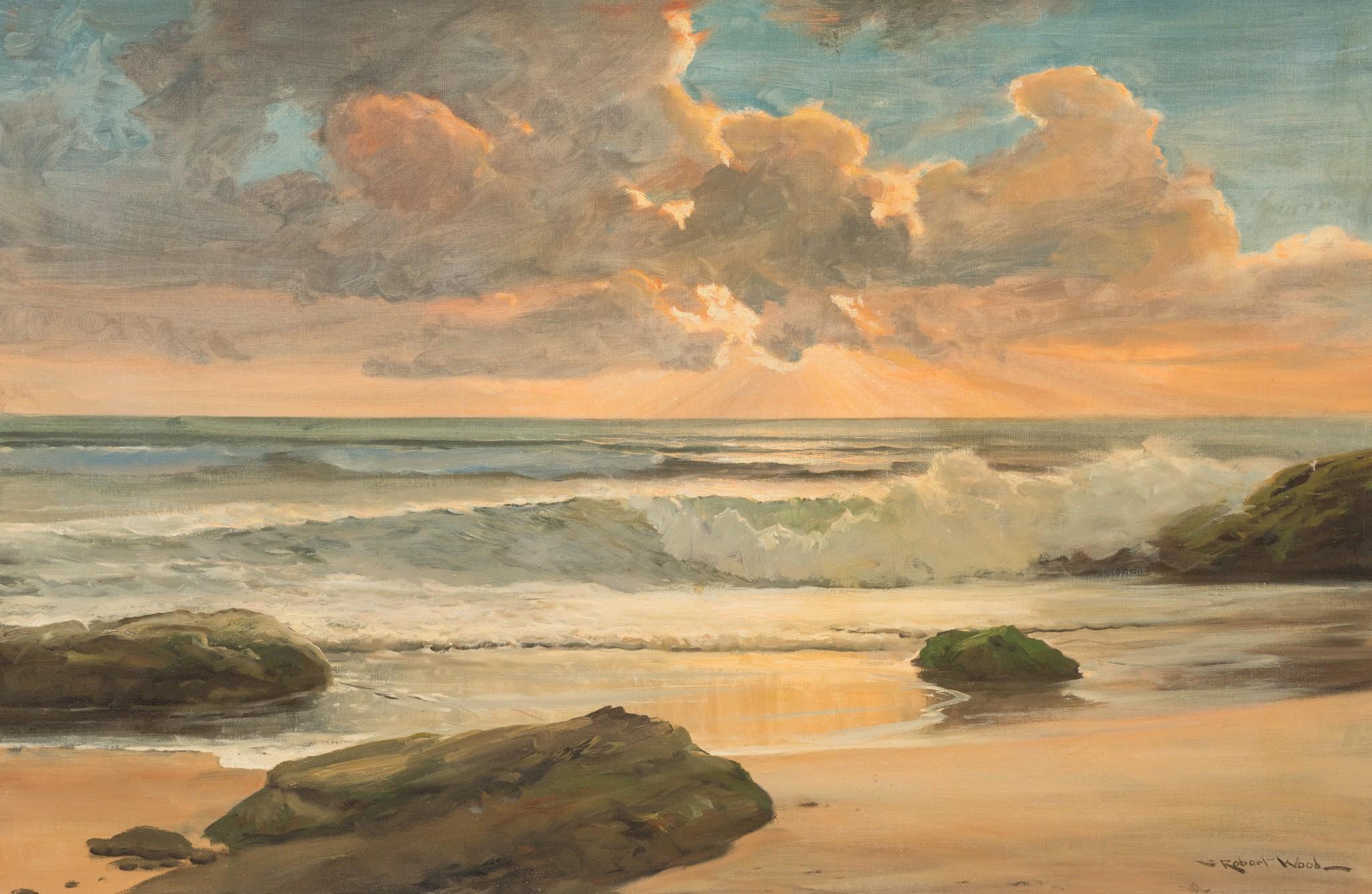 Robert Wood 1889 1979 Seascape Oil On Canvas 24 X 36 Vogt Auction