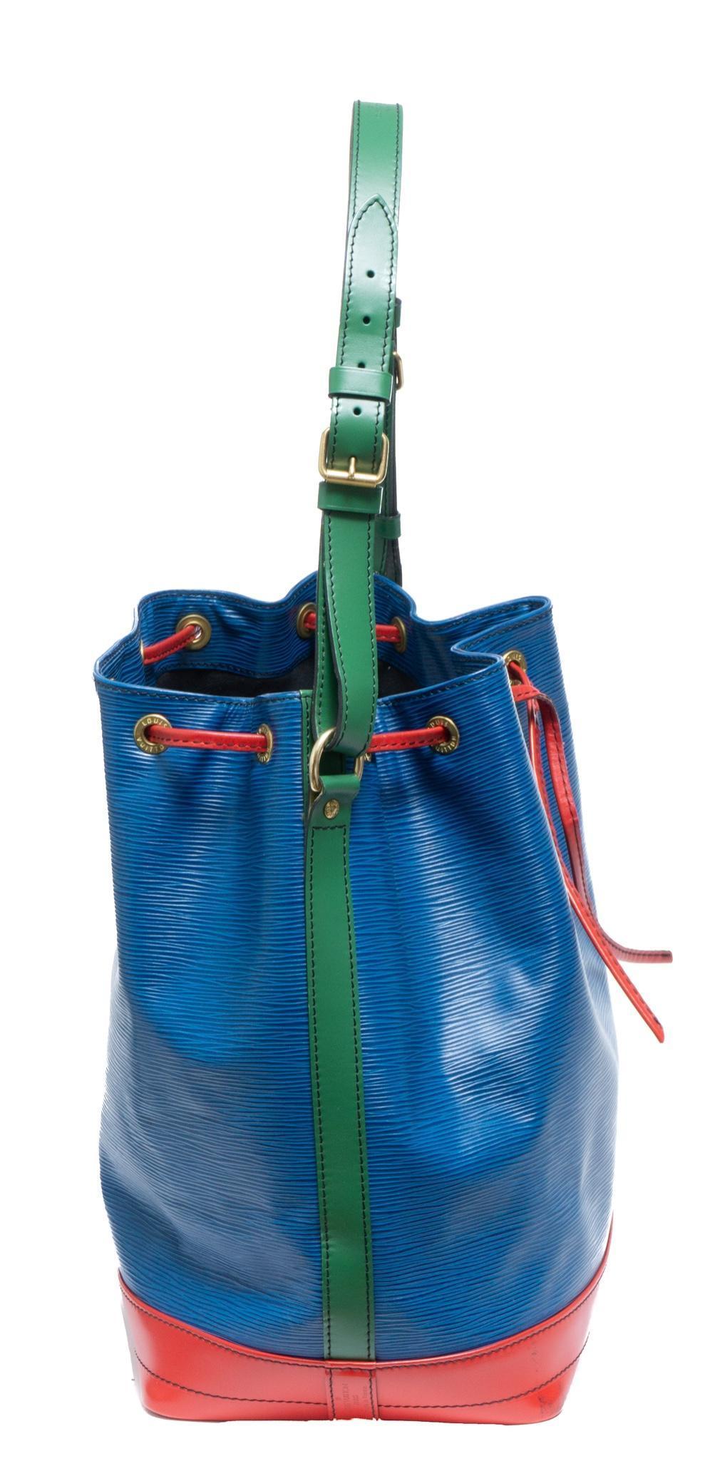 Louis Vuitton, Bags, Louis Vuitton Noe Tricolor Black Stitching Gm In  Blueredgreen Epi