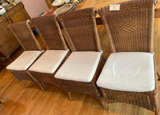 Set of 4 Wicker Dining Chairs