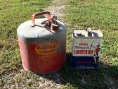 Vintage Eagle Metal Gas Can And Archer Linseed Oil Can