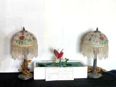 Hand Painted Glass Shaded Lamps And Lenox Cardinal 