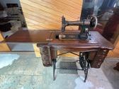 Vintage White Treadle Sewing Machine Cabinet 
