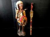 Native American Man Statue With Peace Pipe 