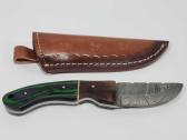 Handmade Damascus Steel Knife With Leather Sheath