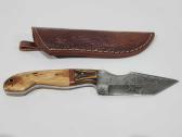 Handmade Damascus Steel Knife With Leather Sheath