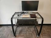 Glass Rolling Desk, Monitor, And More