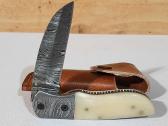 Handmade Damascus Steel Folding Knife With Sheath