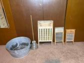 Vintage Galvanized Steel Wash Basin And Washboards                                              