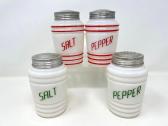 Vintage Hazel Atlas Milk Glass Ribbed Salt & Pepper Shakers 