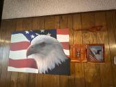 Eagle On American Flag Canvas And Clock 