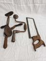 Antique Bone Saw And Two Vintage Manual Drills