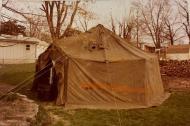 Old Canvas Tent And Various Tarps