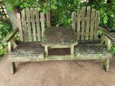 Wood Adirondack Style Patio Chair Bench
