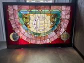  Antique Large Stained Leaded Glass Window