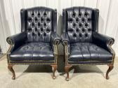 Pair Of Leather Wingback Chairs 