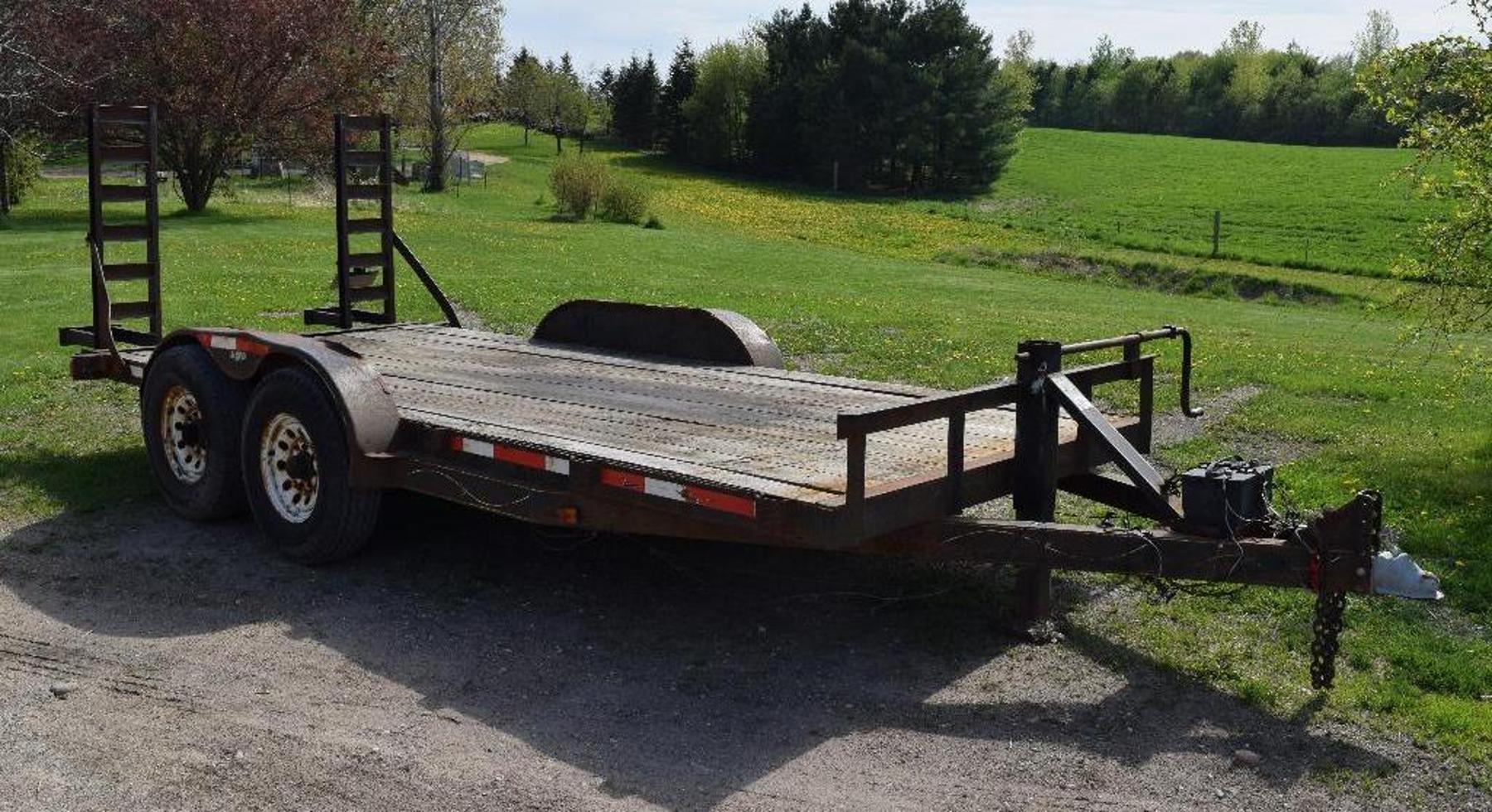Ford Dump Truck With Plow, Mowers, Flatbed Trailer