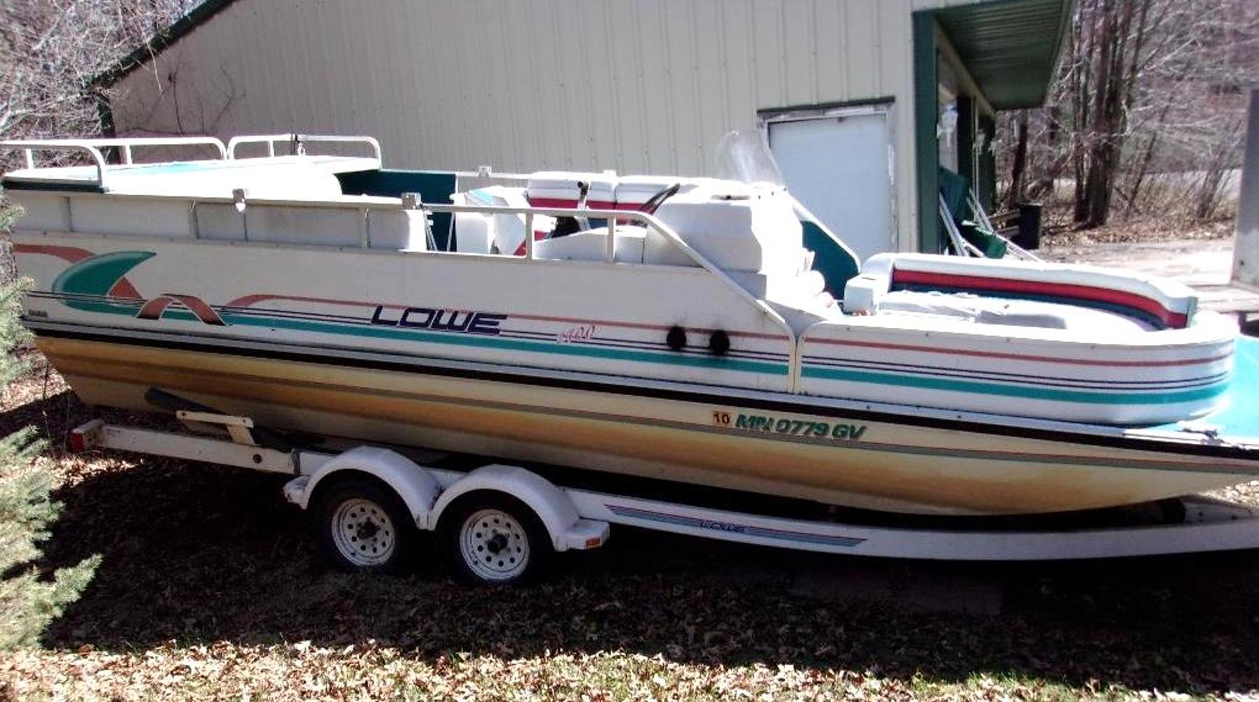 1996 24' Lowe Deck Boat and Trailer