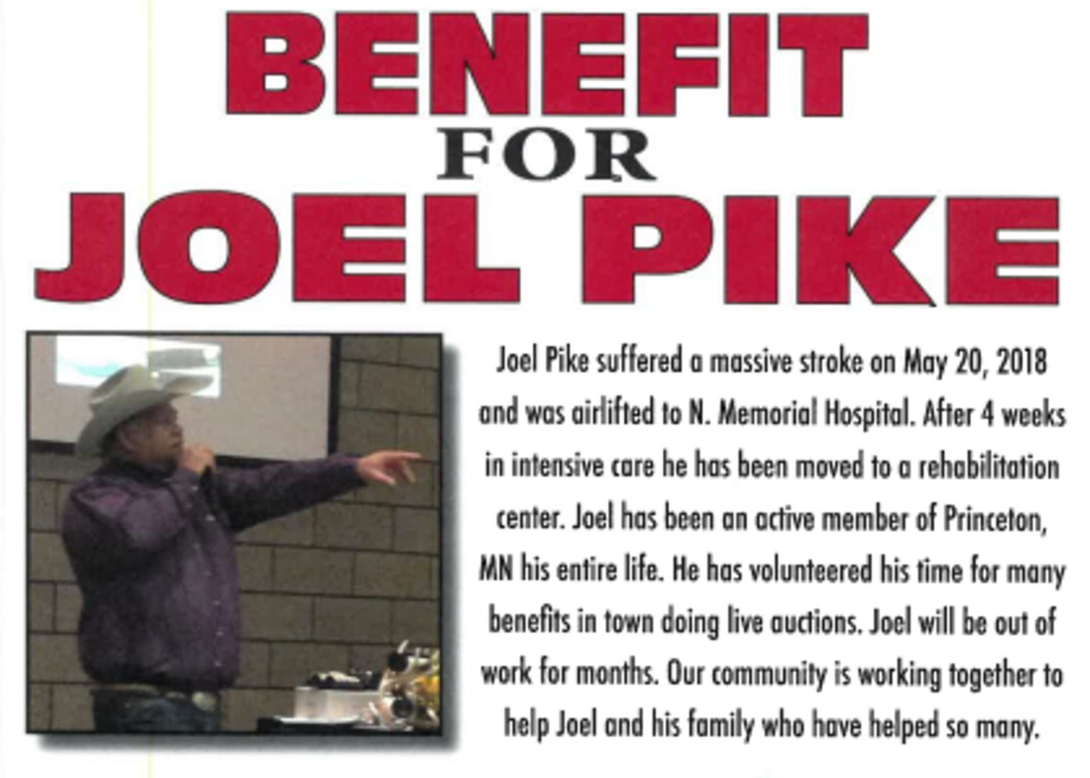 BENEFIT FOR JOEL PIKE