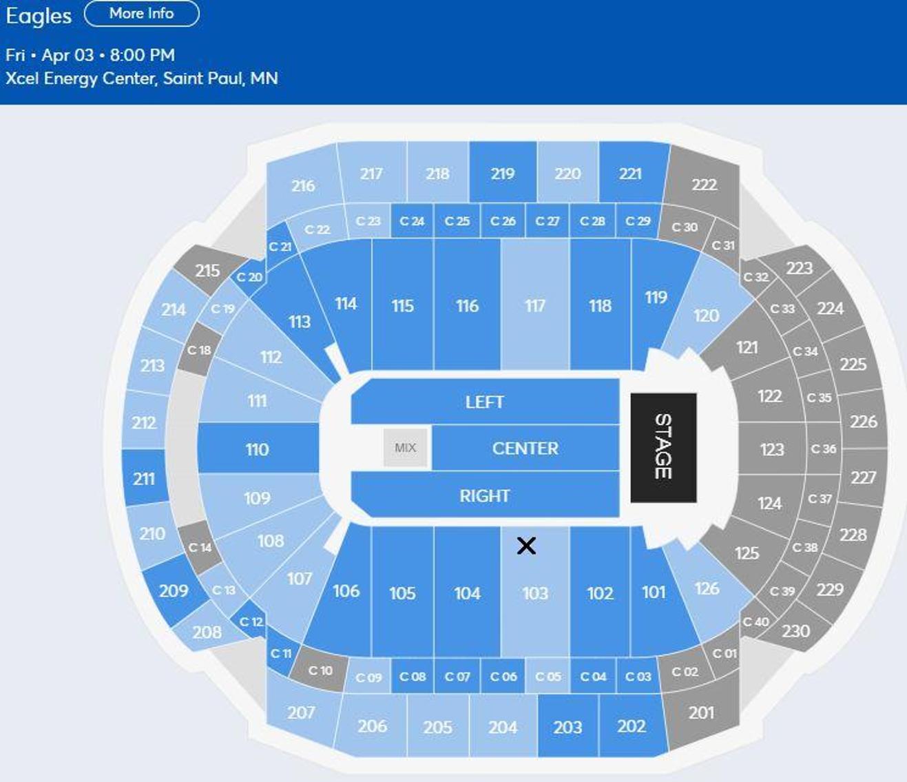 (2) Eagles Concert Tickets For Friday, April 3, 2020 - Lower Level Sec 103 Row 6 - No Reserve