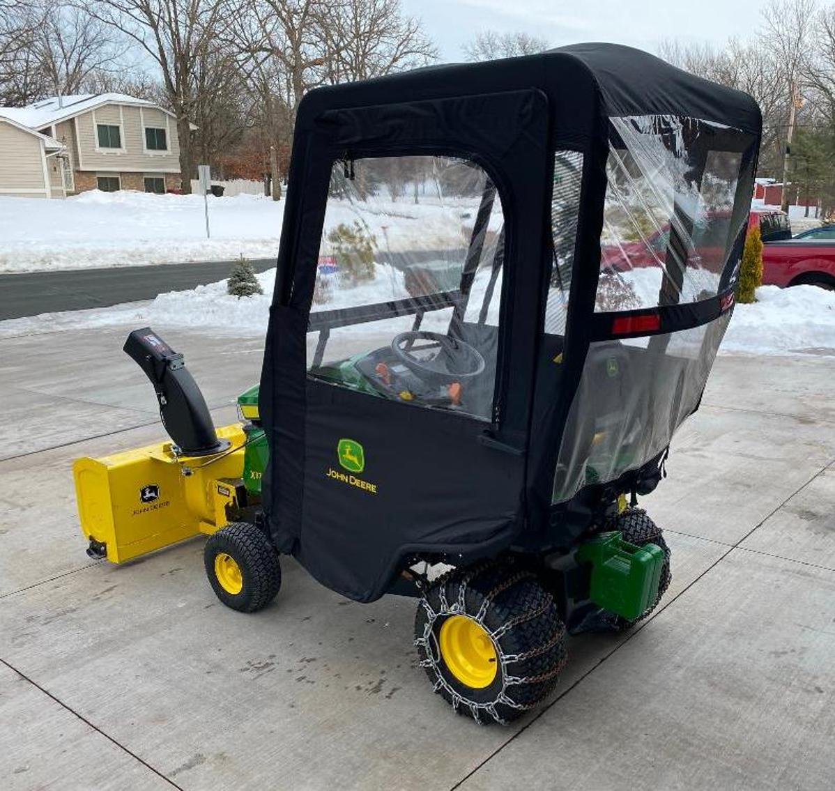 2019 John Deere X370 Garden Tractor With Cab, Snow Blower, And 42