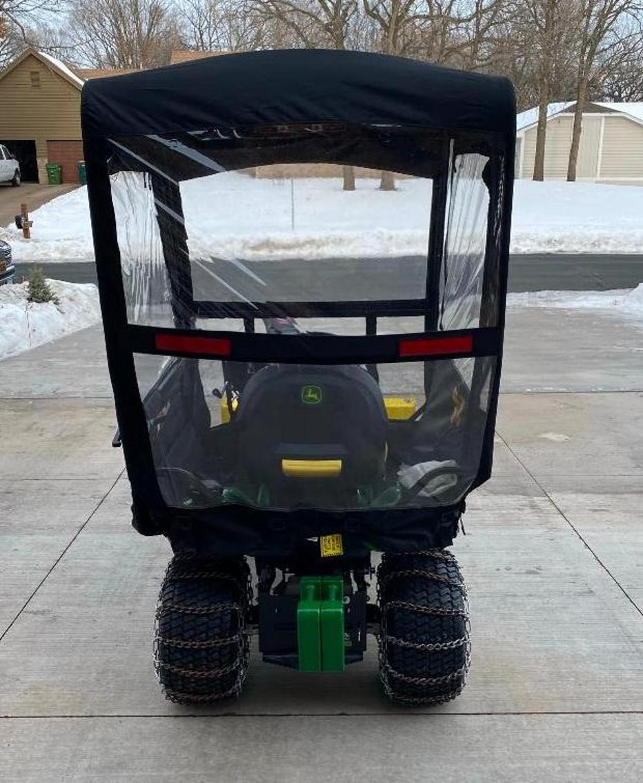 2019 John Deere X370 Garden Tractor With Cab, Snow Blower, And 42