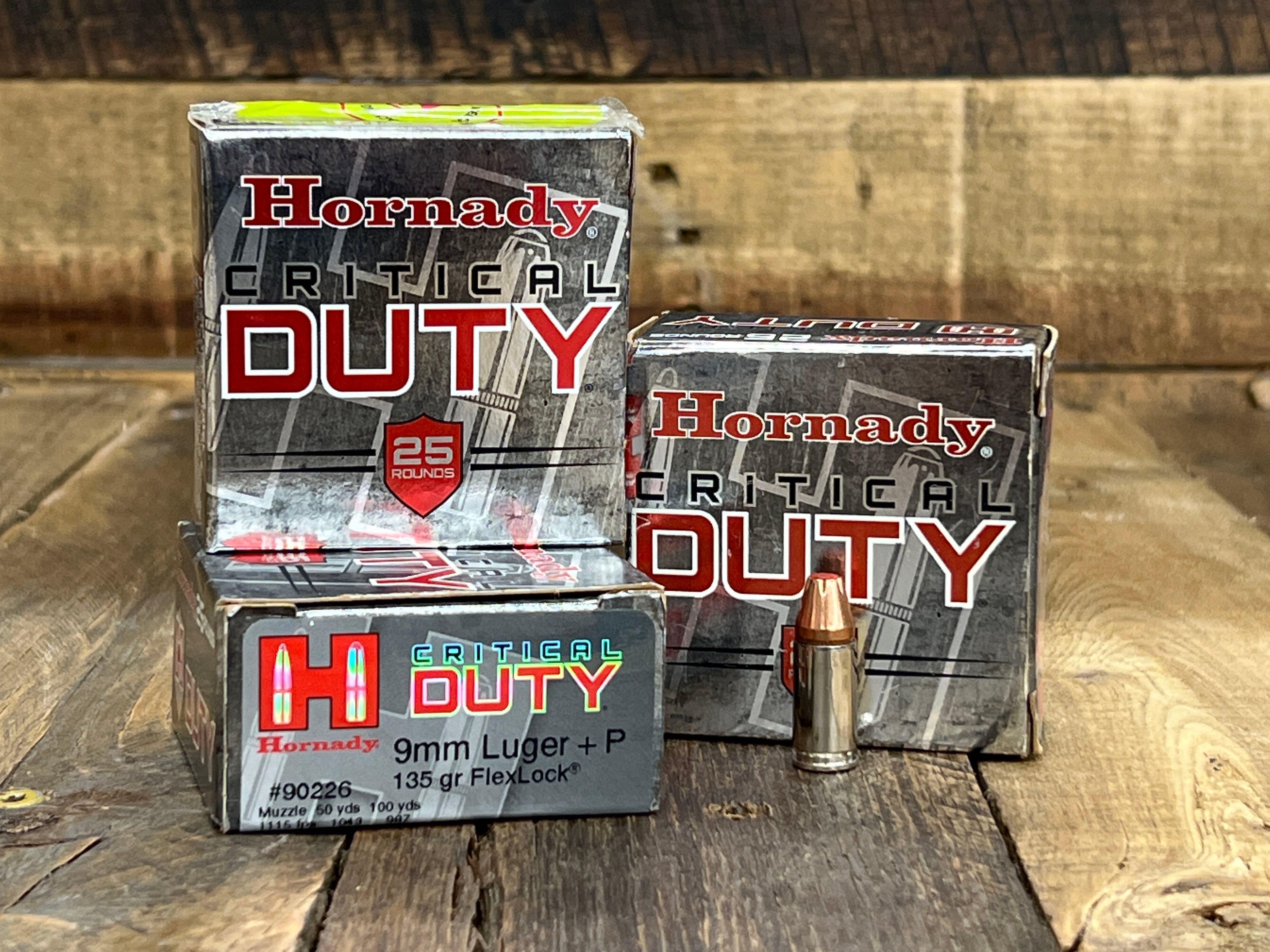3 BOXES OF HORNADY CRITICAL DUTY 9MM LUGER+P AMMO