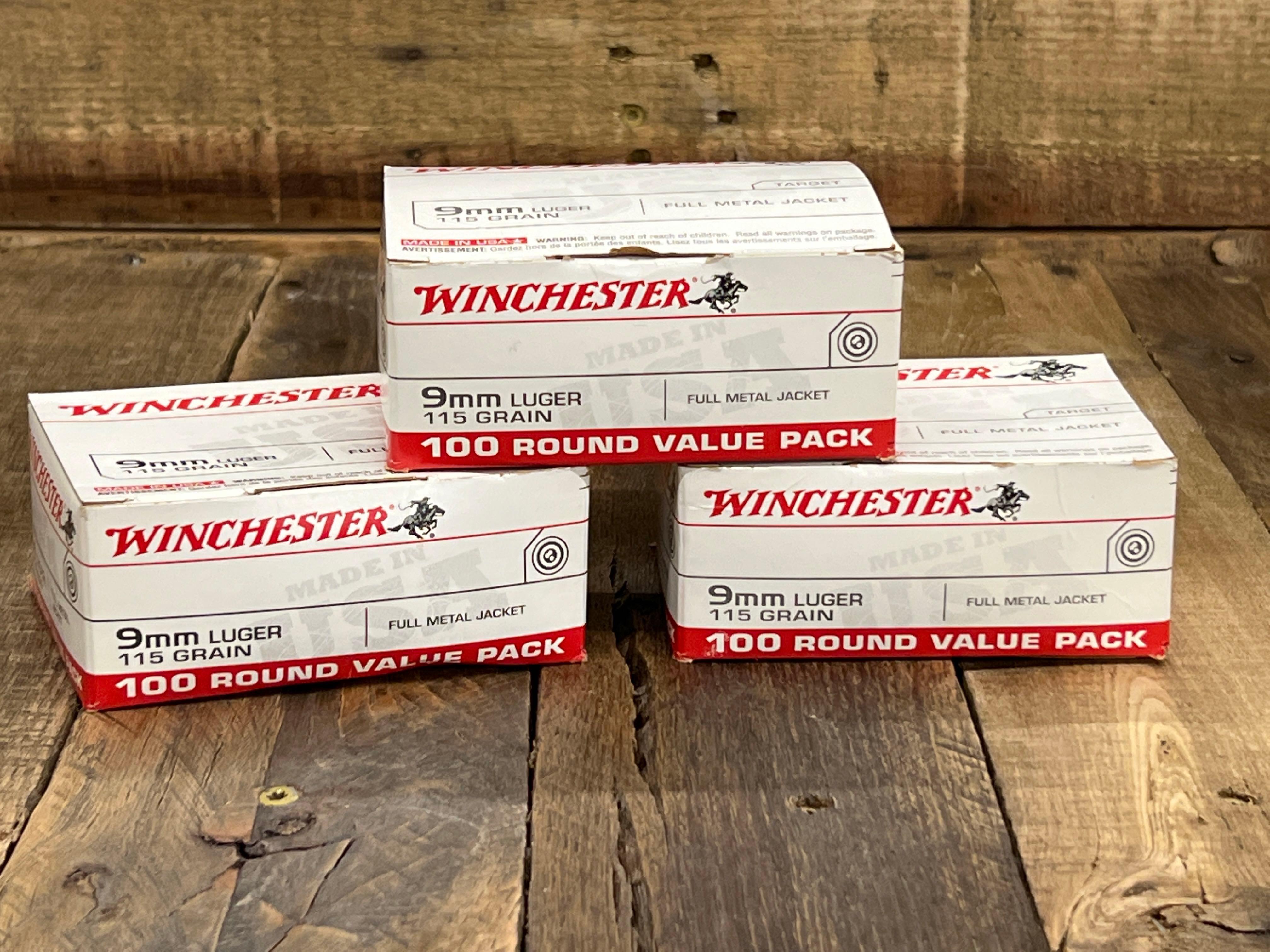3 BOXES OF WINCHESTER 9MM LUGER 115GR FMJ TARGET AMMO
