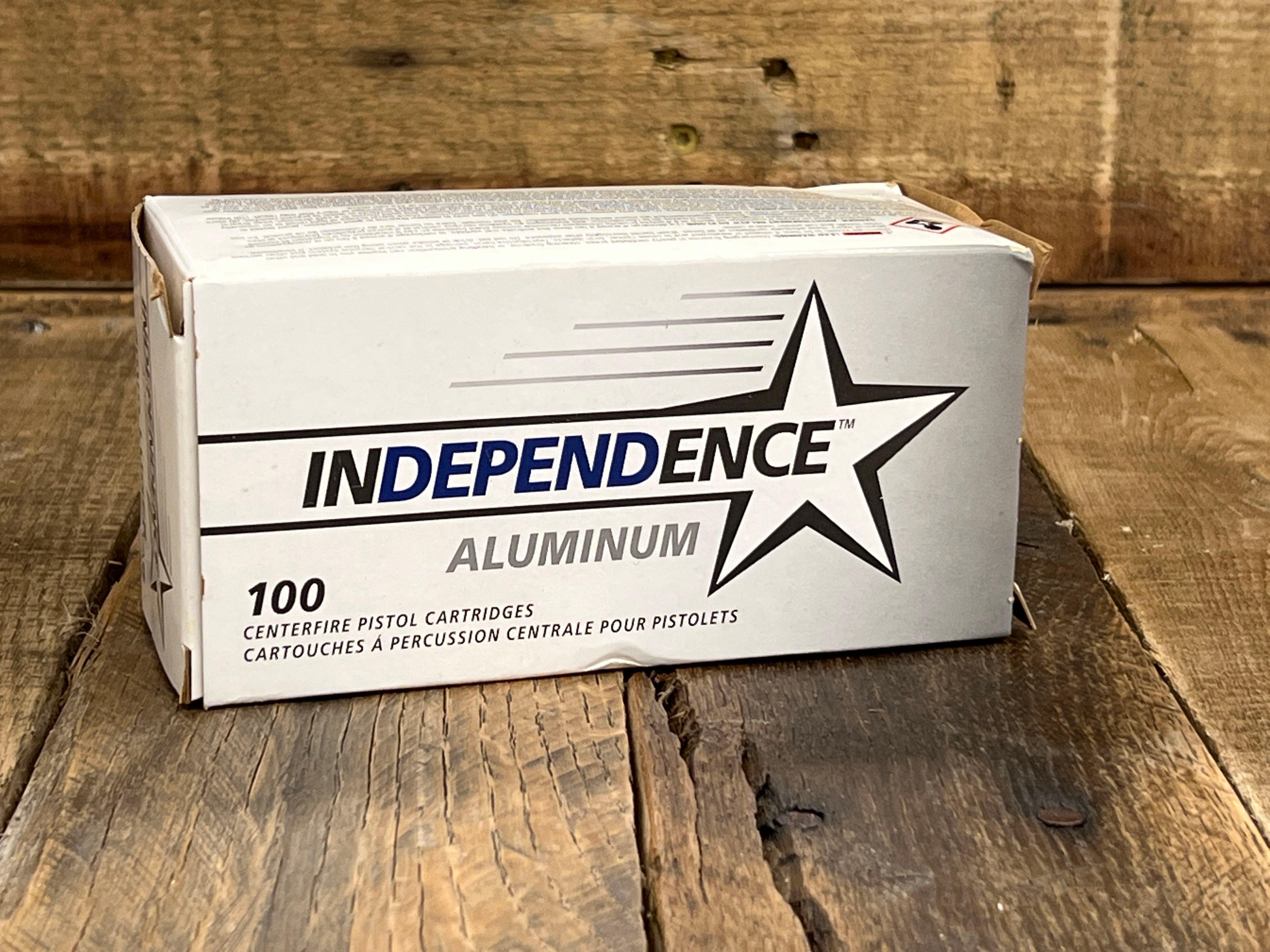 100 ROUND BOX OF INDEPENDENCE ALUMINUM 9MM LUGER 115