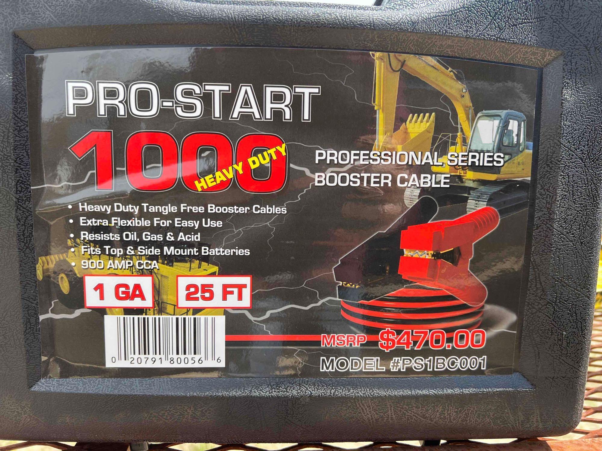 (1) NEW PRO-START 1000 HD BOOSTER CABLES 1 GA CASE