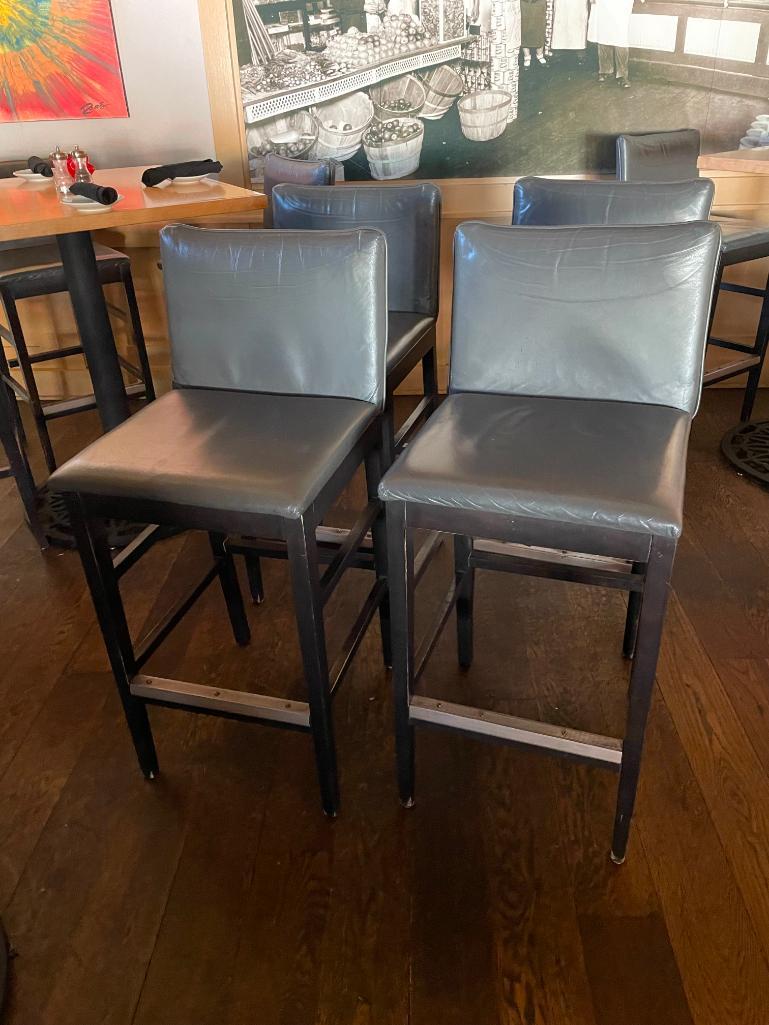 lot-of-4-pub-chairs-wood-frame-padded-seat-backs-synthetic-leather-nice-clean-4x