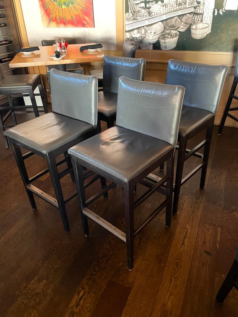 lot-of-4-pub-chairs-wood-frame-padded-seat-backs-synthetic-leather-nice-clean-4x