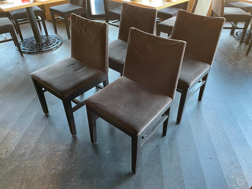 lot-of-4-restaurant-chairs-wood-frame-upholstered-seat-back-extra-wide-nice-clean-4x