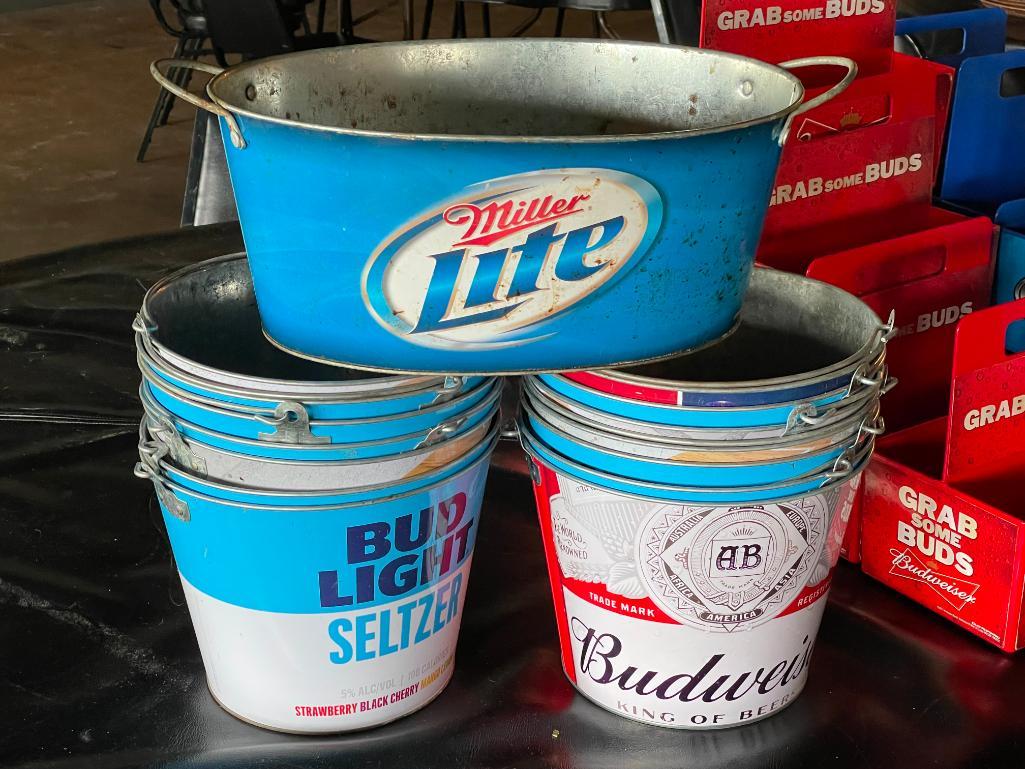 14-tin-beer-buckets-bud-bud-light-miller-lite