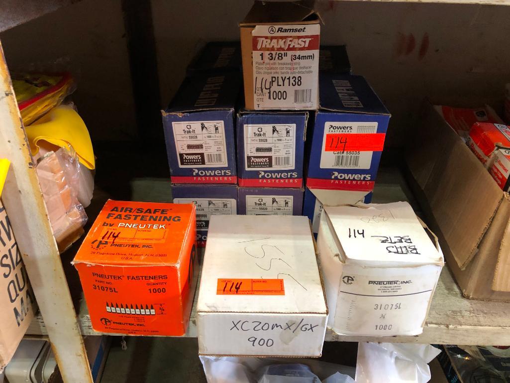 (9) BOXES OF POWERS & PNEUTER FASTENERS SUPPORT