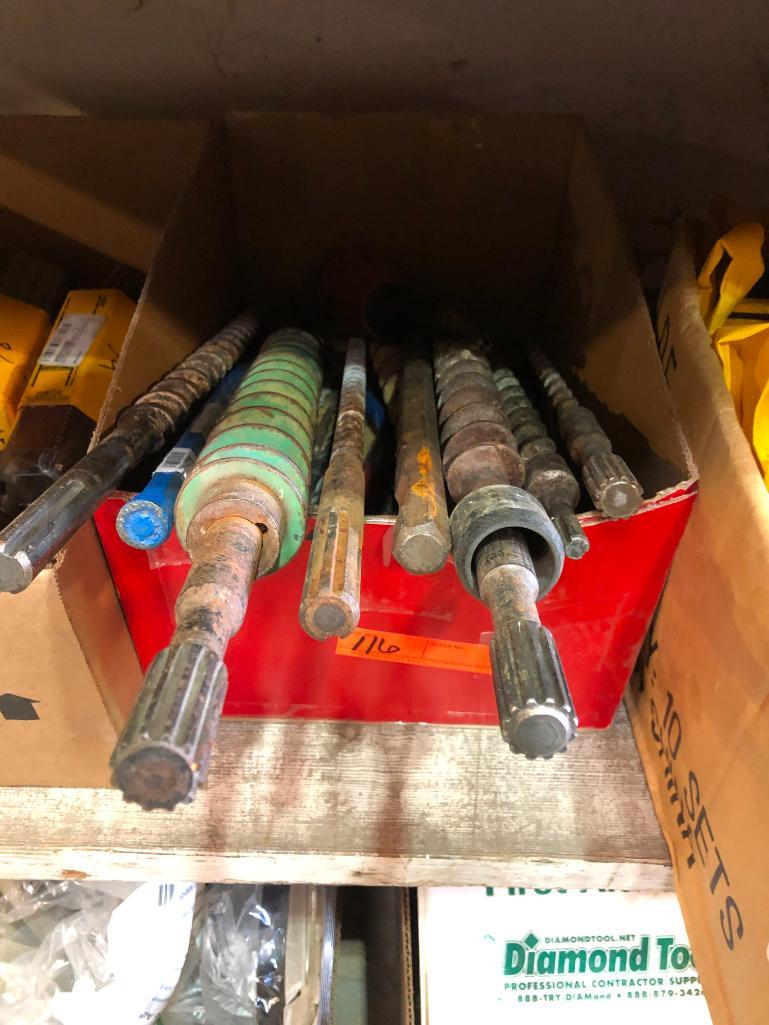 BOX OF HAMMER DRILL BITS & CHISELS SUPPORT EQUIPMENT