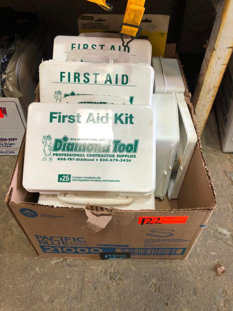 BOX OF FIRST AID KITS SUPPORT EQUIPMENT