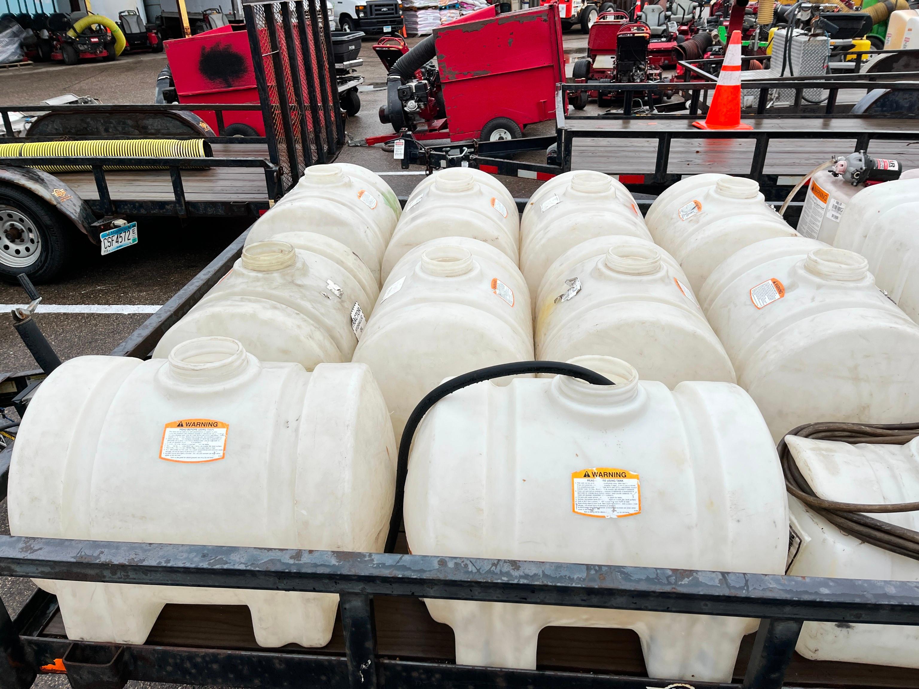 (11) 35 GALLON PLASTIC WATER TANKS WITH FITTING