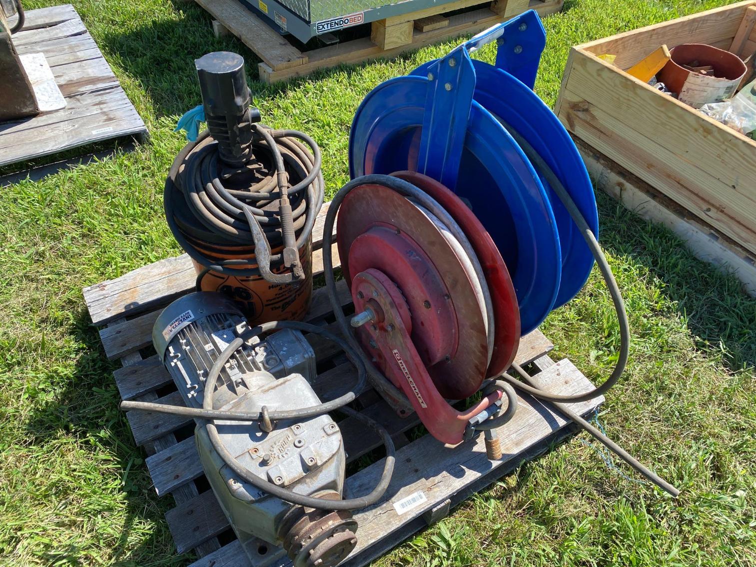 Image for 2 Hose Reels , Electric Motor, Air Grease Pump
