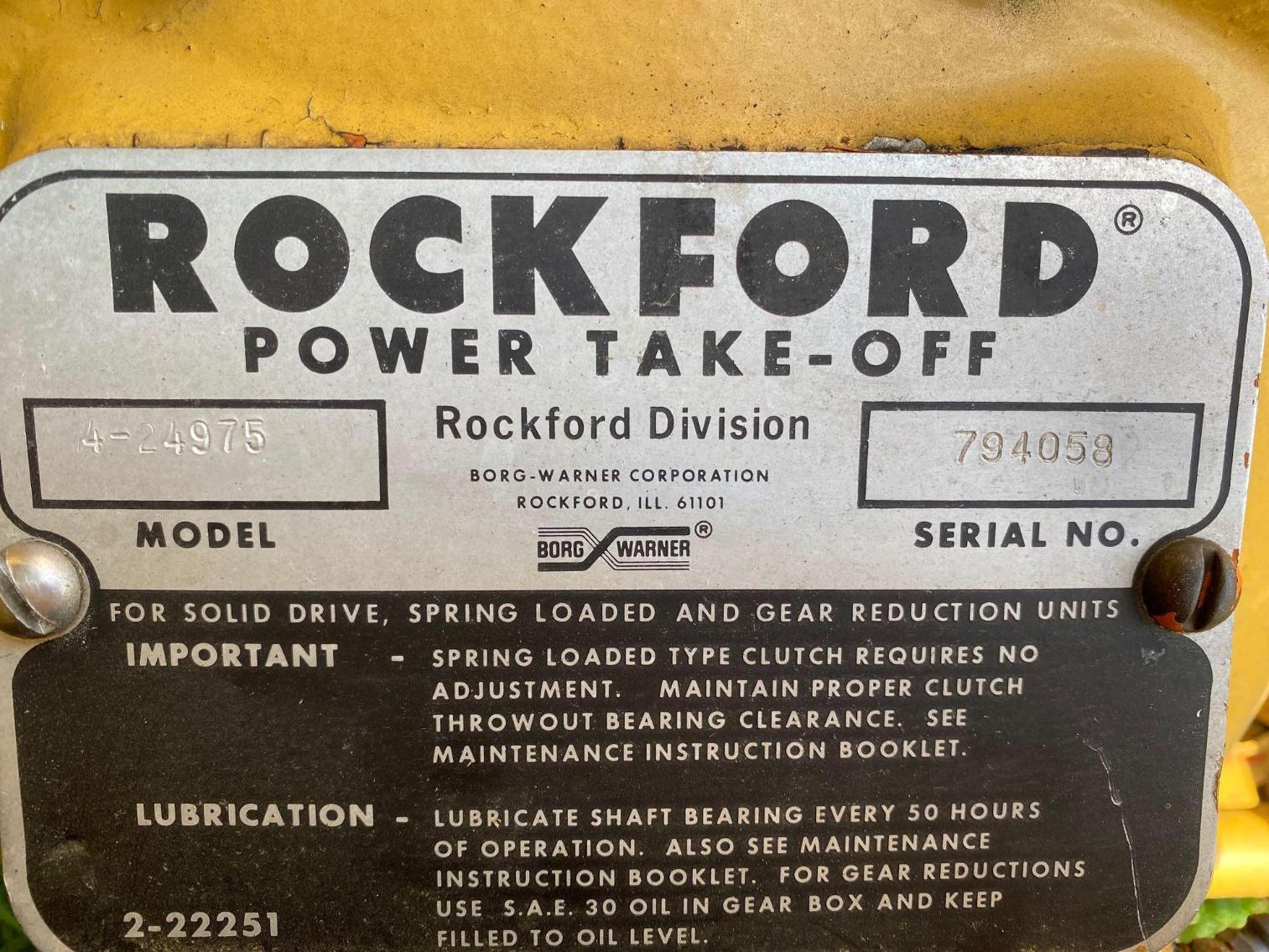 Image for Rockford Power Take Off Chipper, Model 4-24975 Serial #794058 Runs per seller 