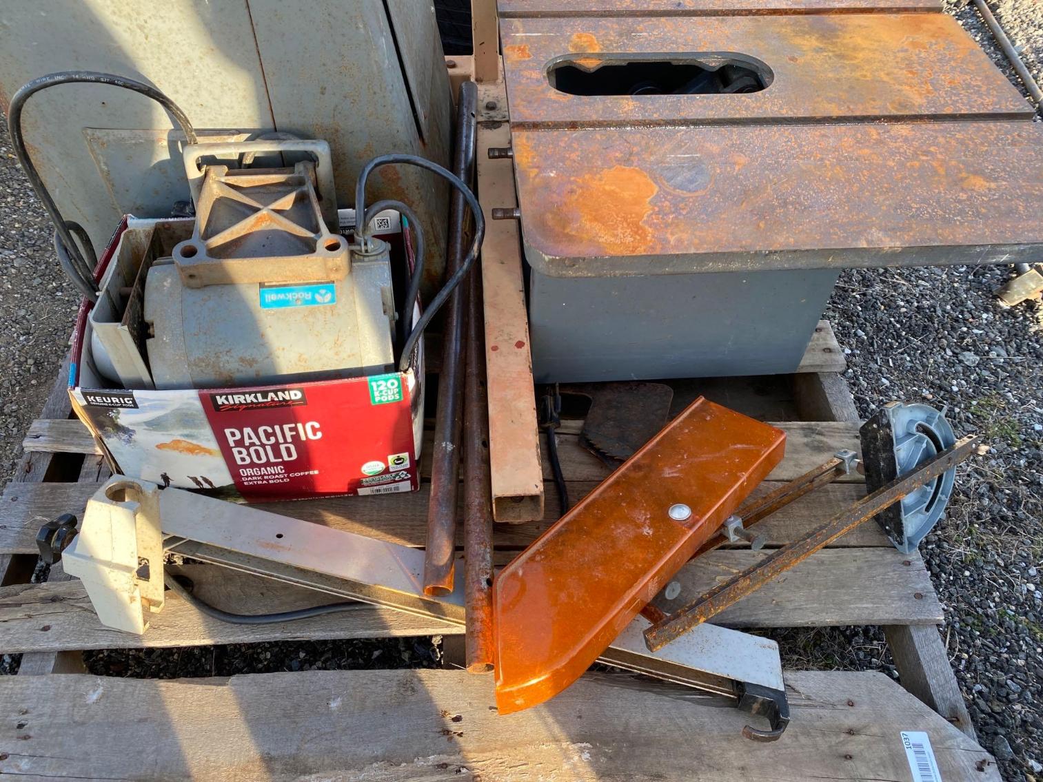 Image for Pallet Lot - Table Saw in Parts, Engine Stand 