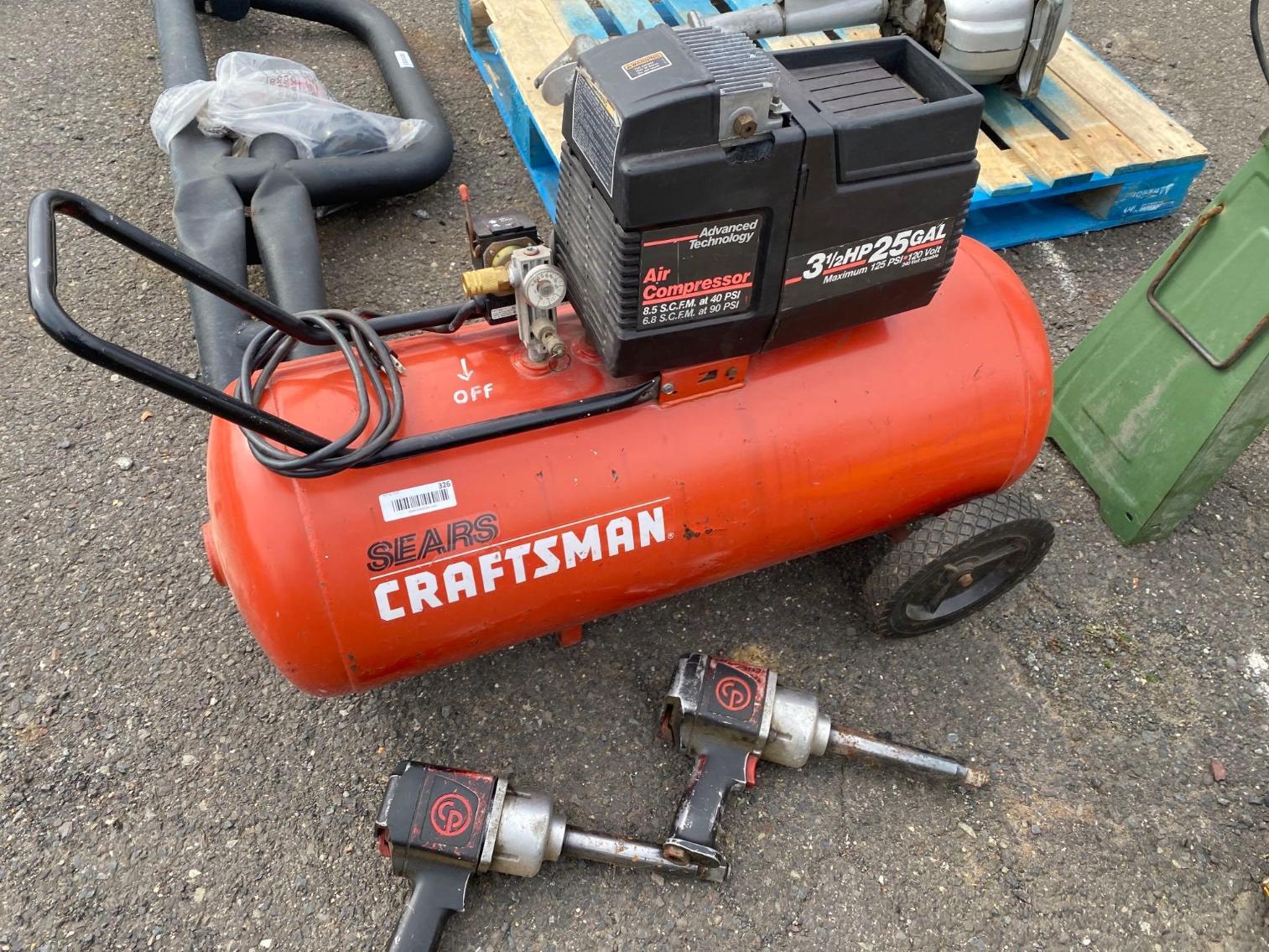 Image for Craftsman 3 HP 25 Gallon Air Compressor, W 2- 3/4 Impacts 