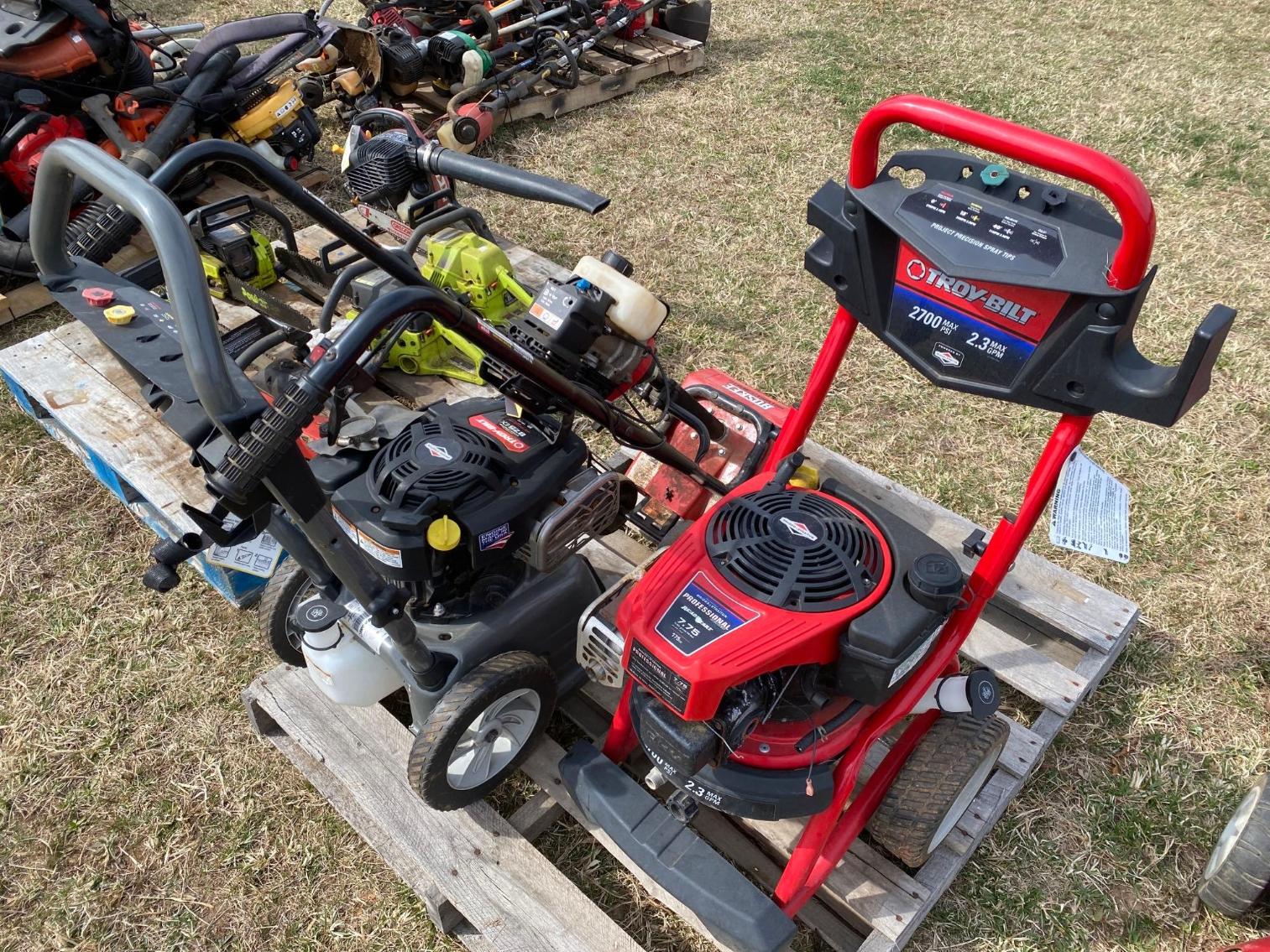Image for Pallet With 2- Pressure Washers, and 1 Huskie Tiller, Unknown Condition   