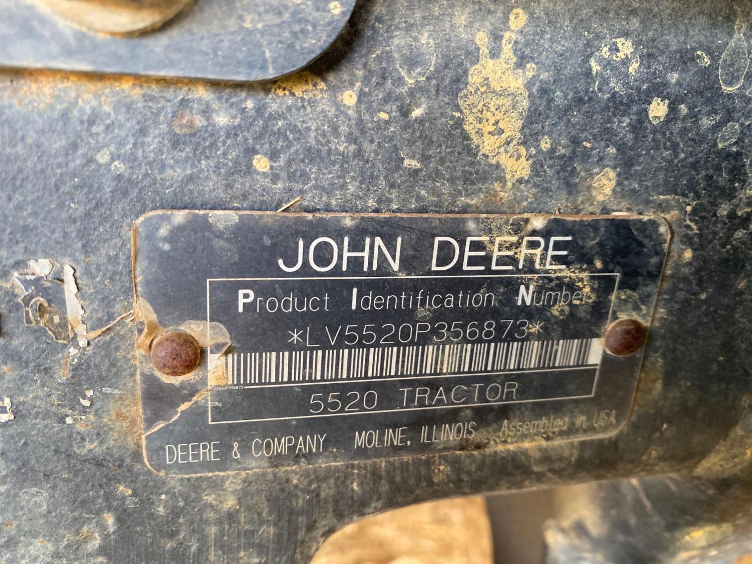 Image for John Deere 5520 2WD Tractor, Cab Model 541 Loader w/ 6' Bucket, Hours: 3100