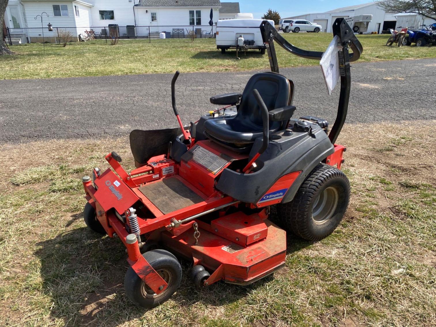 Image for Simplicity Zero Turn Mower 52”, 806 hours 