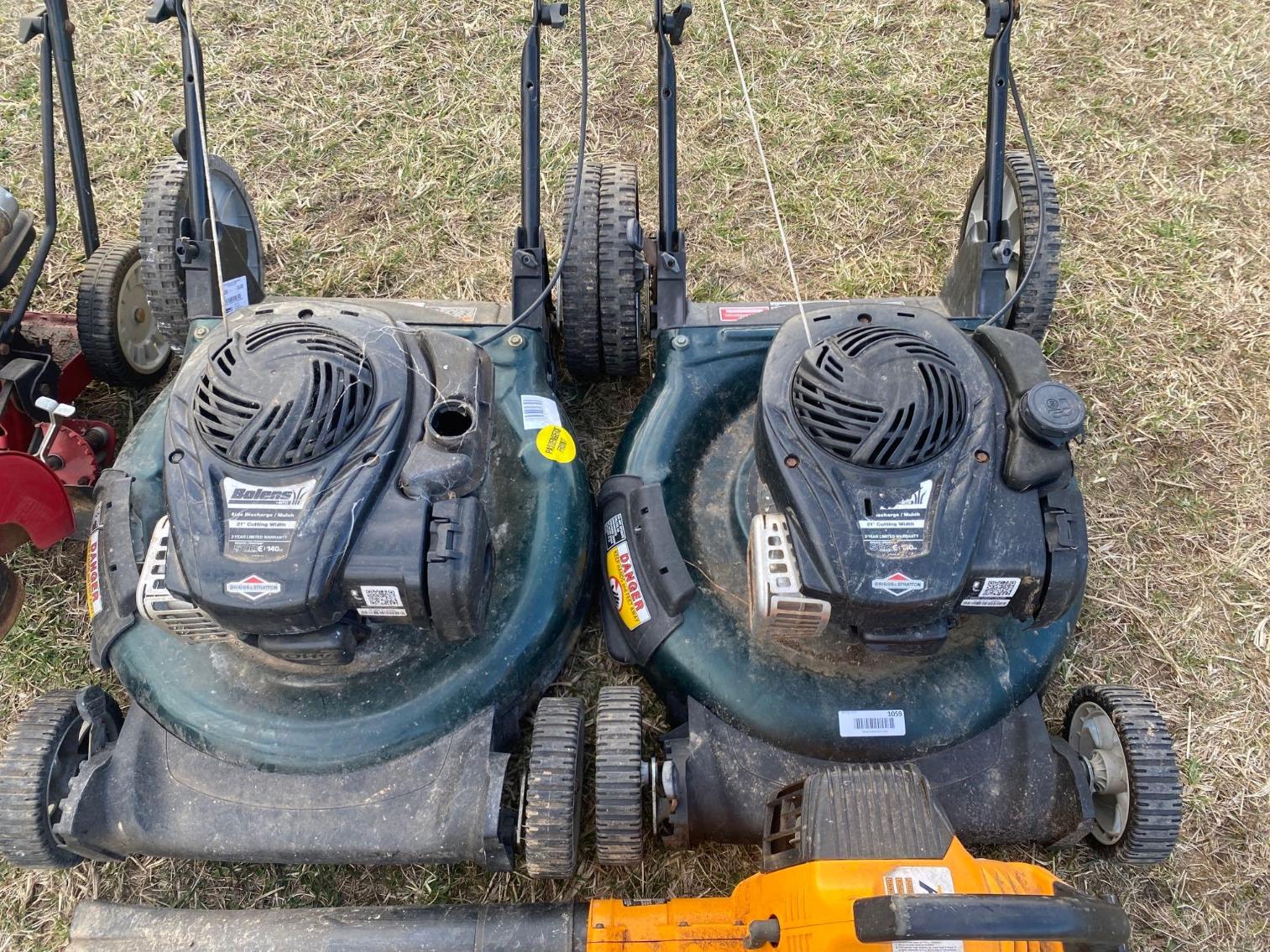 Image for Pallet Lot:  2 Push Mowers, Leaf Blower, Weed Eater, Yard Machines, 3.5 HP Edger