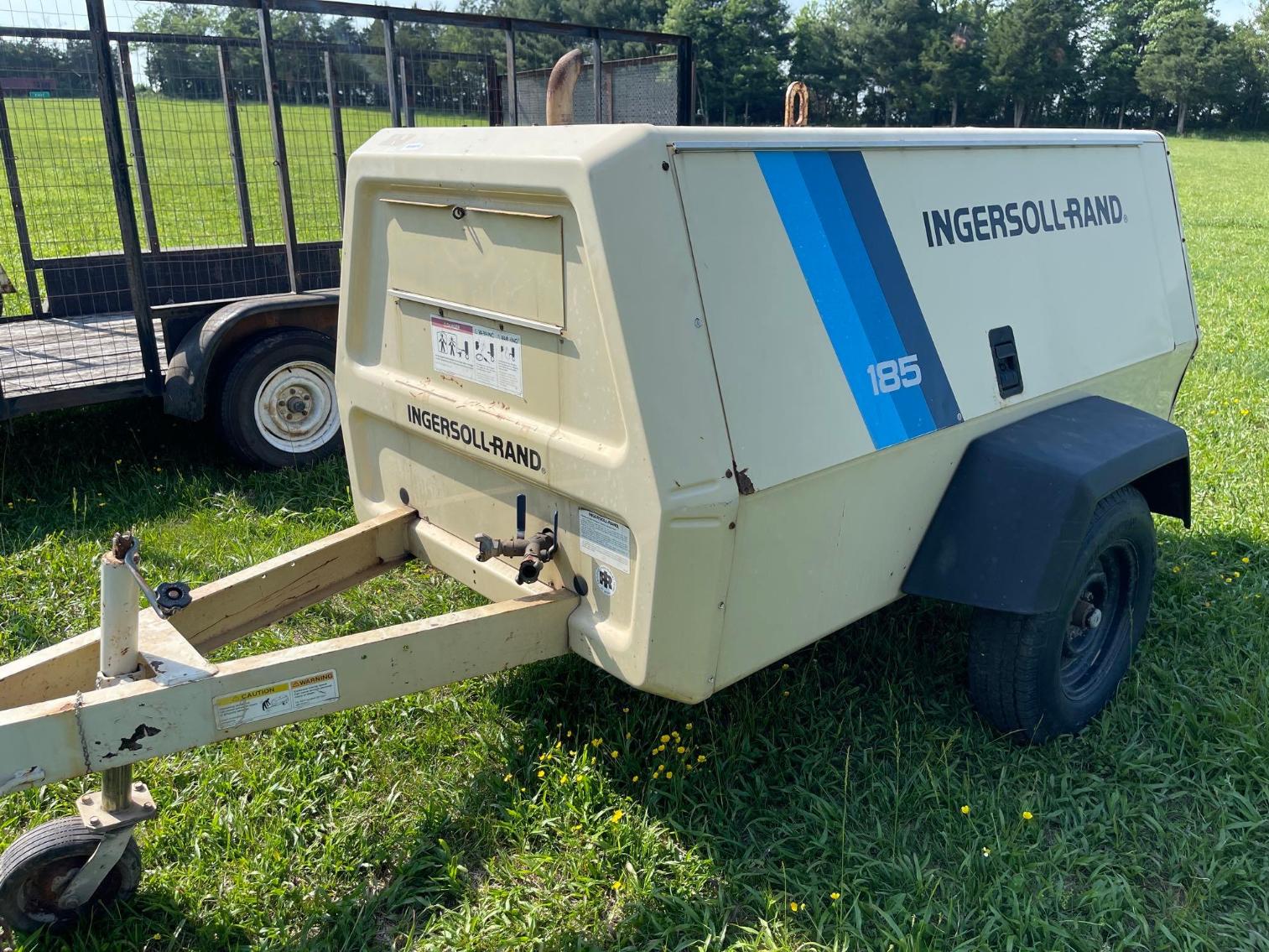 Image for Ingersoll Rand 185 Compressor 1656 hours, new tires, runs out well per seller