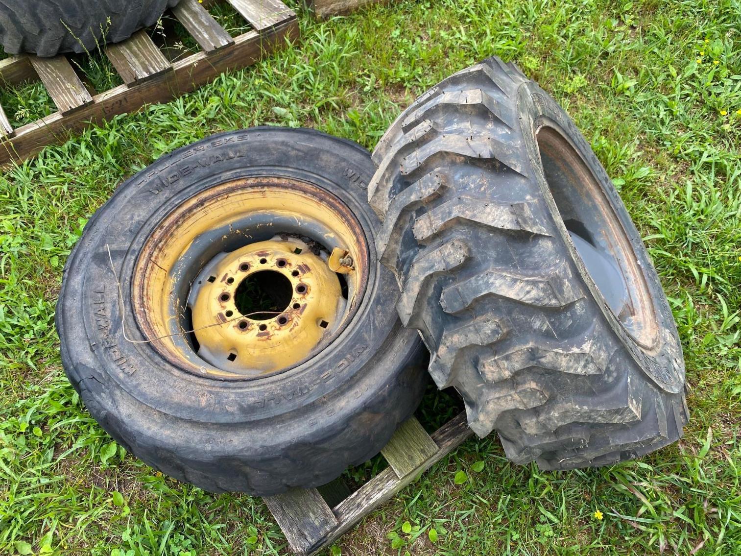 Image for 1 Thomas Skid Steer Wheel 10/16.l with new tire & New Holland Skid Steer Wheel and Tire 